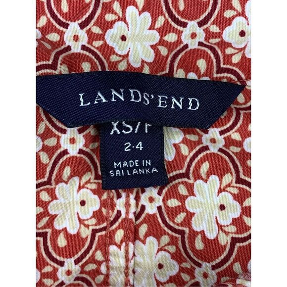 Lands' End Womens long sleeve red/tan button up blouse, size X-Small Petite - Picture 5 of 6